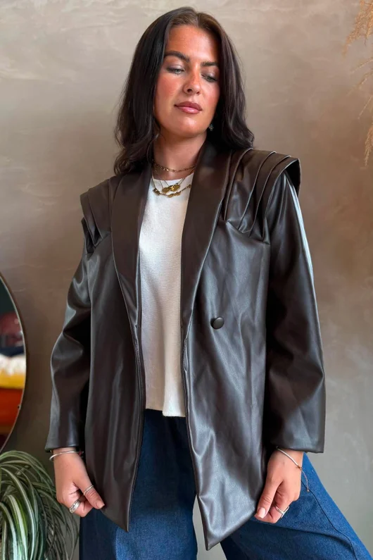 Benatar Pleat Shoulder Jacket Coffee Bean